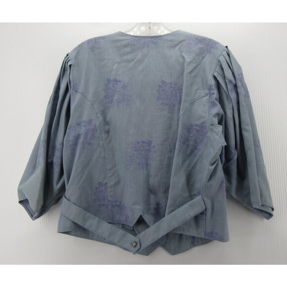 VINTAGE Geiger Top 12 Jacquard Floral Blouse Button Up Austria 42 * - Picture 7 of 13